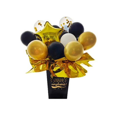 Set De Globos Dorado Y Negro Feliz Cumpleaños 23Pcs-0