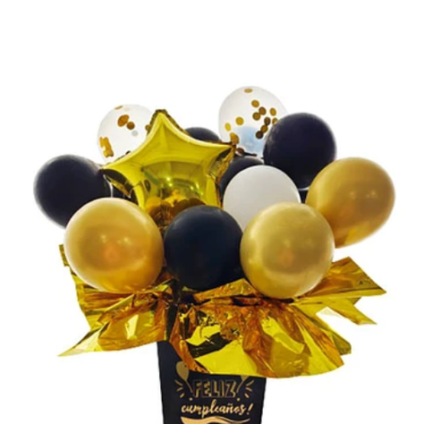 Set De Globos Dorado Y Negro Feliz Cumpleaños 23Pcs-1