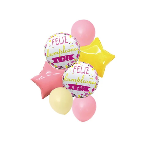Set De Globos Feliz Cumpleaños Rosa 7Pcs-0