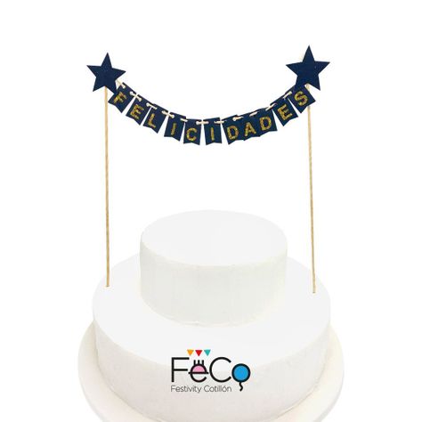  DECO TORTA FELICIDADES BANDERINES NEGRO X1 UNI-0