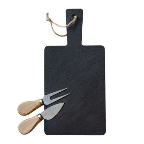 Set Aperitivo Tabla Piedra Pizarra 28x14 Cm Wayu-0