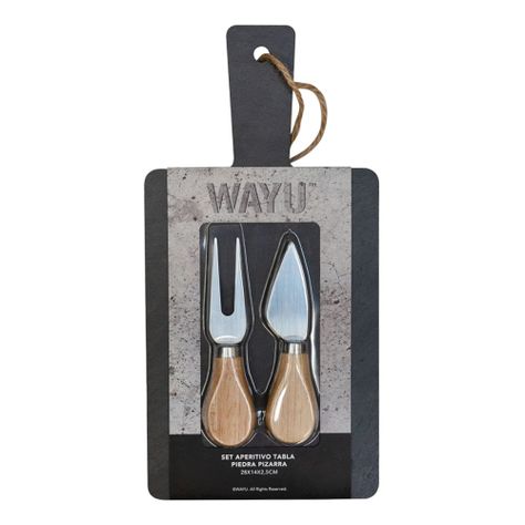 Set Aperitivo Tabla Piedra Pizarra 28x14 Cm Wayu-2