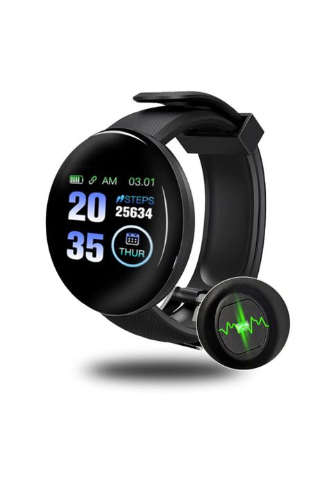 Reloj Smart Band Carga USB Redondo Negro-2