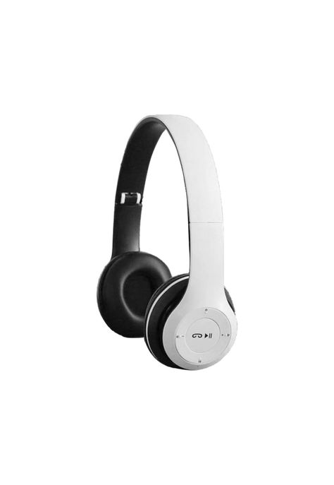 Audífonos Bluetooth Recargable Micrófono FM/TF Blanco-0