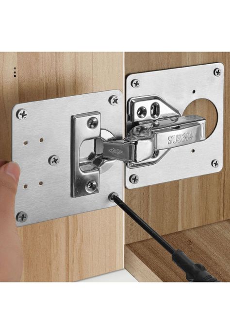 Set 2 Placas Reparación Bisagra Puerta Armario Mueble-4