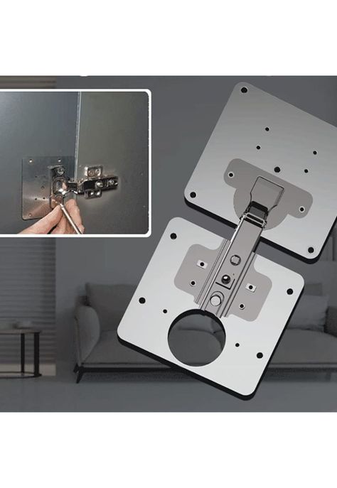 Set 2 Placas Reparación Bisagra Puerta Armario Mueble-5