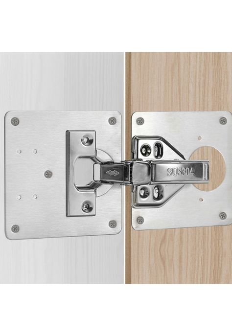 Set 2 Placas Reparación Bisagra Puerta Armario Mueble-6