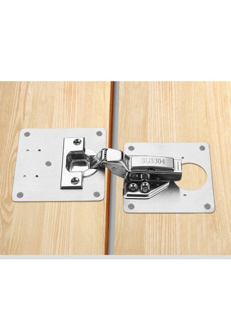Set 2 Placas Reparación Bisagra Puerta Armario Mueble-9