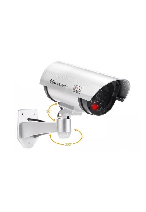 Cámara Seguridad Falsa LED Gris-1