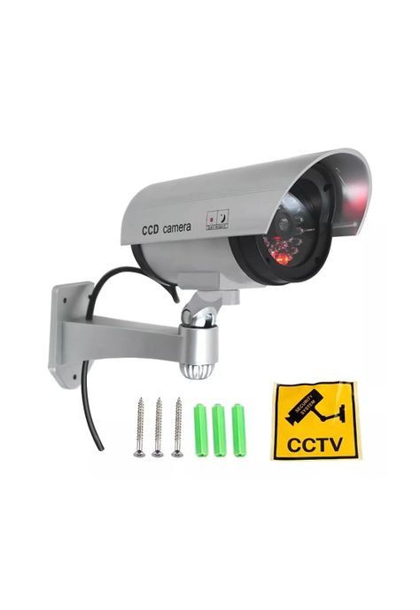 Cámara Seguridad Falsa LED Gris-3