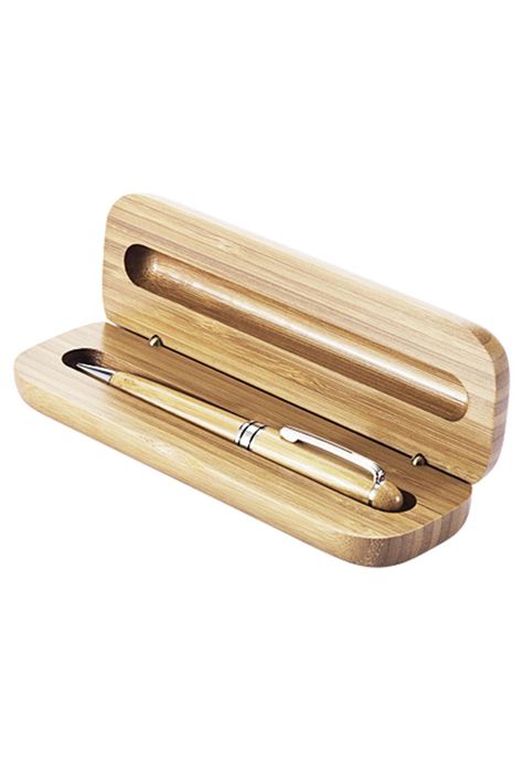 Set Bolígrafo Lápiz Estuche Bambú Deluxe-0