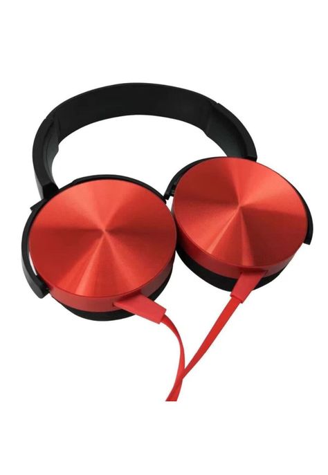 Audífono Extra Bass Micrófono 3.5 MM Plug Estéreo Rojo-0