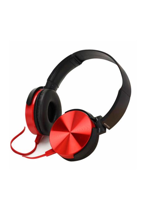 Audífono Extra Bass Micrófono 3.5 MM Plug Estéreo Rojo-1