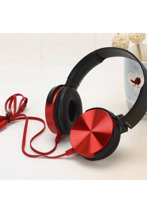 Audífono Extra Bass Micrófono 3.5 MM Plug Estéreo Rojo-5