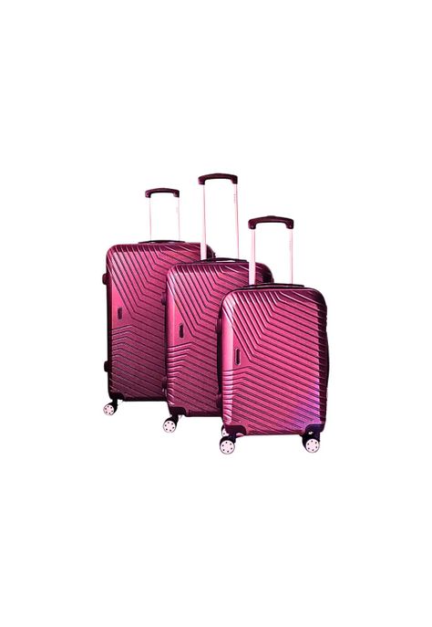 Set 3 Maletas Equipaje Cabina Ruedas - Rosa-0