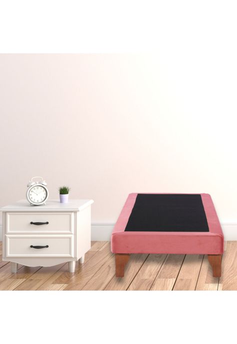Base Elegante Cama Europea 1.5 Plaza 105x190 CM Palo Rosa  Felpa-4