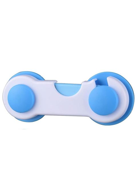 Pack 4 Seguros Traba Puertas Muebles Cajones Celeste-1