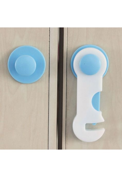 Pack 4 Seguros Traba Puertas Muebles Cajones Celeste-2