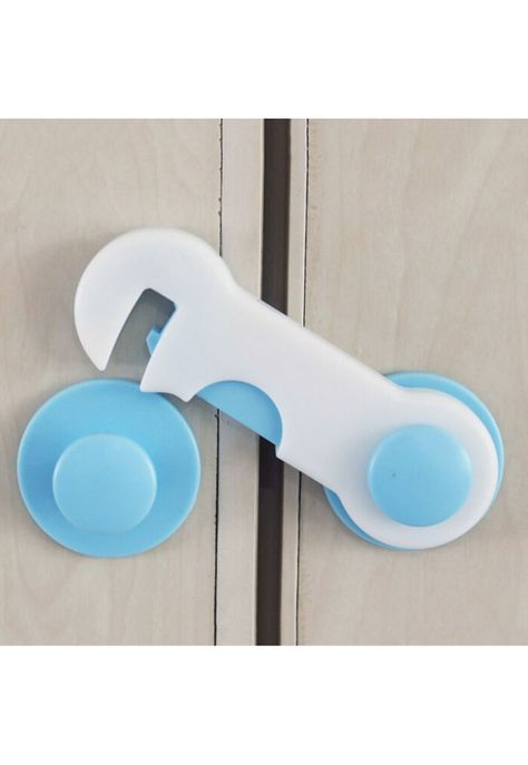 Pack 4 Seguros Traba Puertas Muebles Cajones Celeste-3