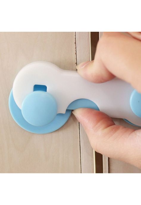 Pack 4 Seguros Traba Puertas Muebles Cajones Celeste-5