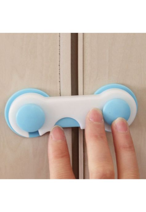 Pack 4 Seguros Traba Puertas Muebles Cajones Celeste-6