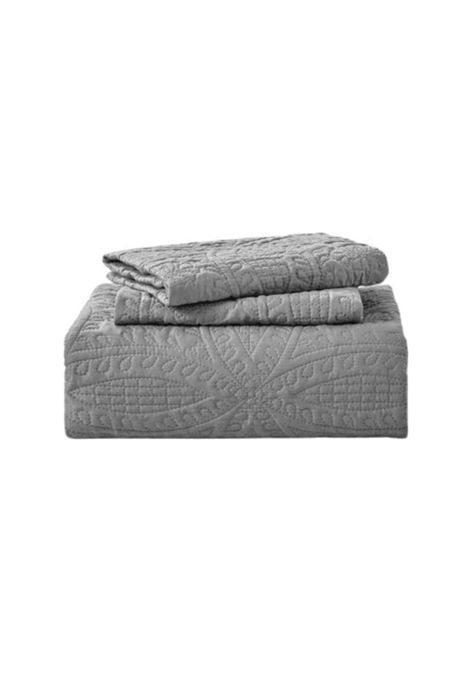 Cubrecama Quilt Reversible Queen 228x228 CM Más Fundas Almohada Gris-0