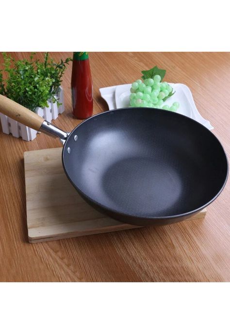 Wok Sartén Acero Mango Madera 29 CM-2