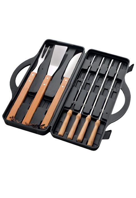 Set Maletín Asado Parrilla Negro 7 Herramientas-0