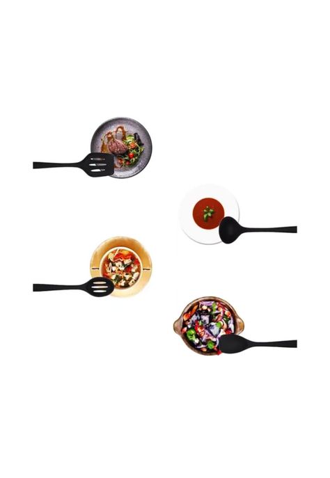 Set 10 Utensilios Cocina Silicona Antiadherente Negro-2