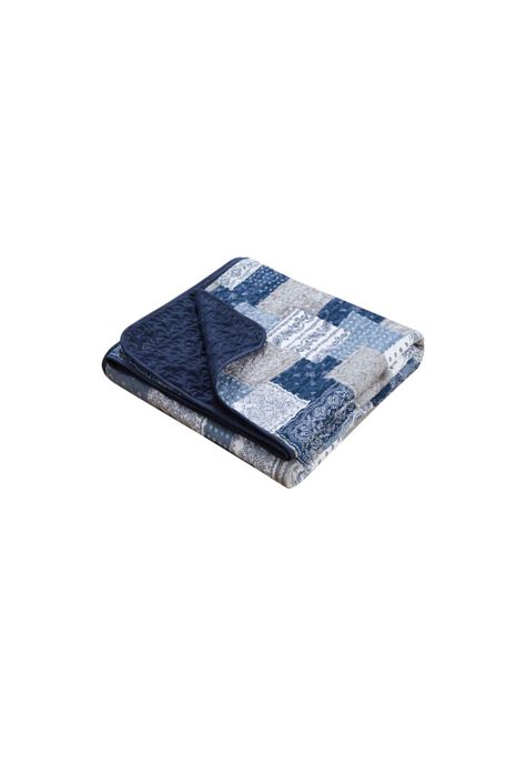 Cubrecama Quilt Reversible Queen 228x228 CM Más Fundas Almohada Azul Blanco-0