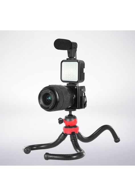 Kit Streaming Smartphone Trípode Flexible Luz Micrófono Control Remoto-3