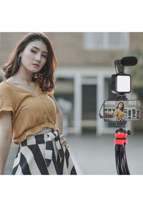 Kit Streaming Smartphone Trípode Flexible Luz Micrófono Control Remoto-5