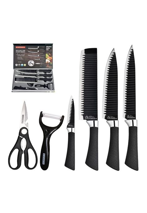 Set Cuchillo Acero Inoxidable 6 Piezas Antibacterial Negro-1