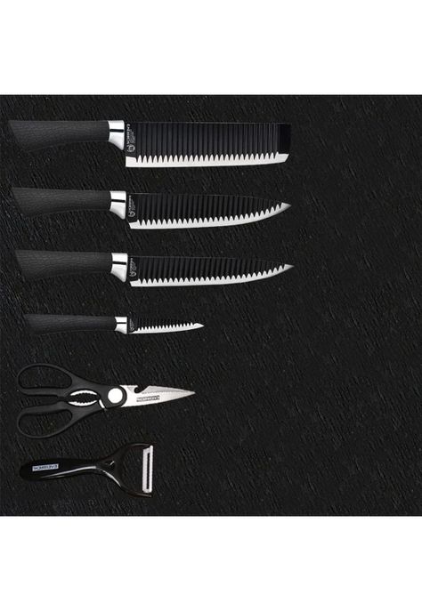Set Cuchillo Acero Inoxidable 6 Piezas Antibacterial Negro-2