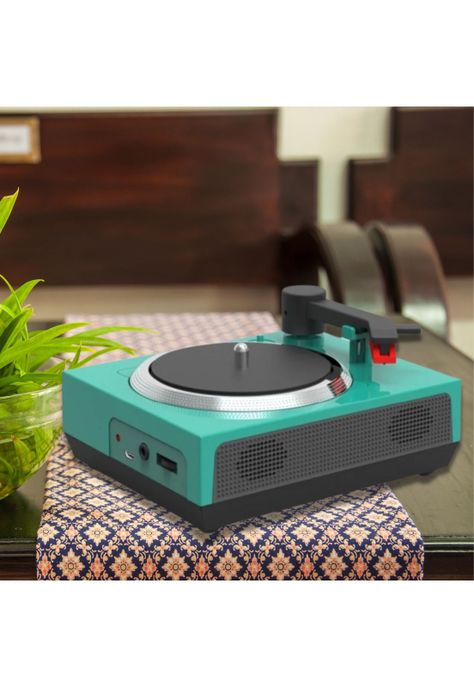 Tocadiscos Tornamesa Vinilo Mini Altavoces Bluetooth Verde-4