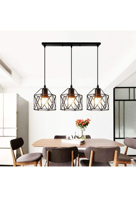 Lámpara 3 En 1 Colgante Industrial E26 E27 40 CM Negro-4