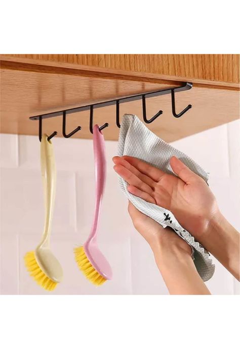 Colgador Organizador Soporte Tazas Utensilios Cocina Metal Negro-4