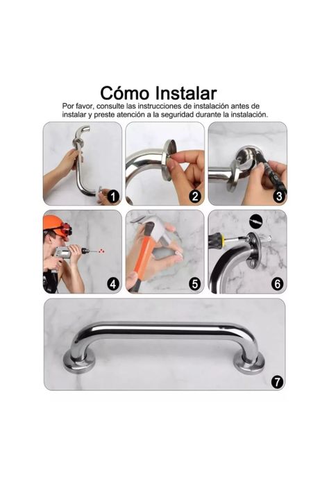 Pack 3 Manillas Barra Seguridad Ducha Bañera Pasamanos-3
