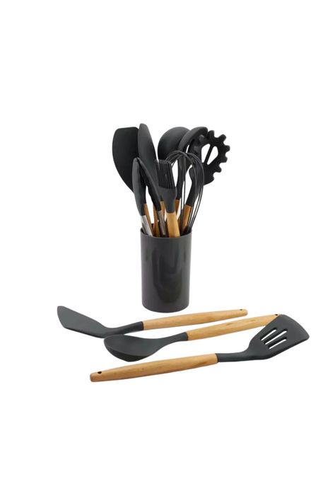Set 11 Utensilios Cocina Antiadherentes Silicona Negro-0