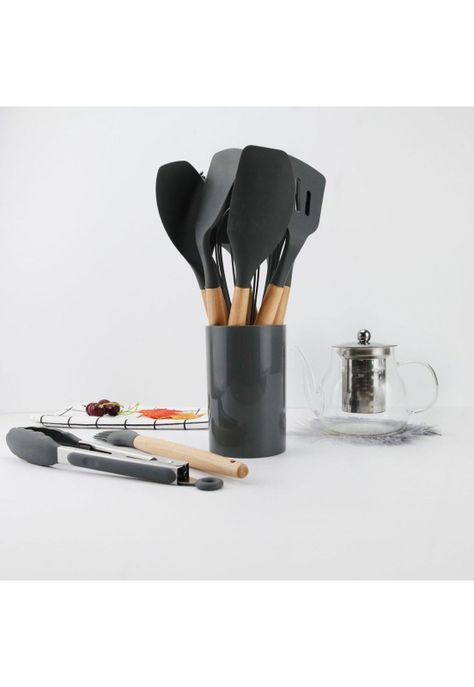 Set 11 Utensilios Cocina Antiadherentes Silicona Negro-1