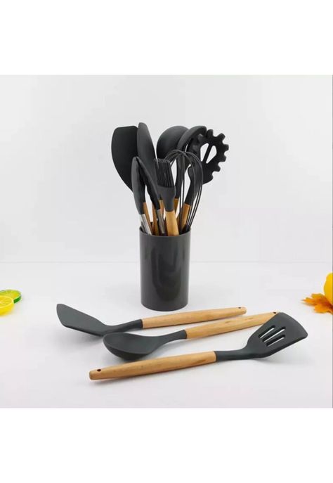 Set 11 Utensilios Cocina Antiadherentes Silicona Negro-2