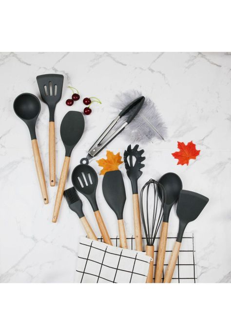 Set 11 Utensilios Cocina Antiadherentes Silicona Negro-4