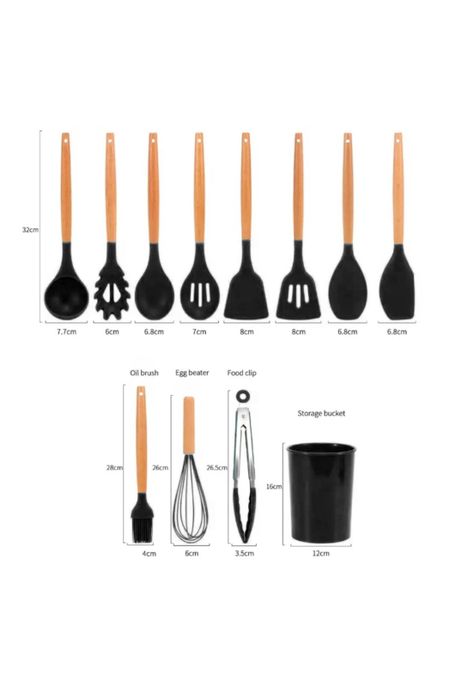 Set 11 Utensilios Cocina Antiadherentes Silicona Negro-5