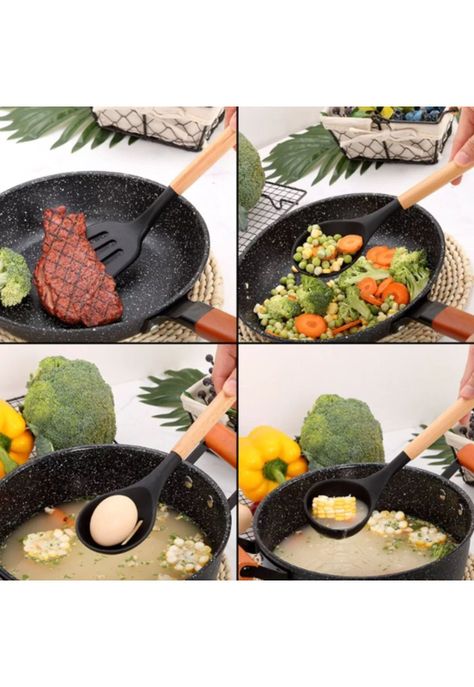 Set 11 Utensilios Cocina Antiadherentes Silicona Negro-6