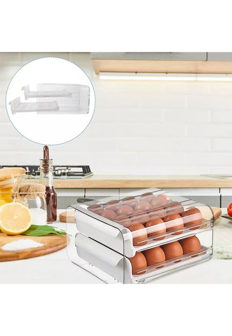 Organizador Portahuevos 2 Niveles 32 Huevos 26x23 CM Blanco-4