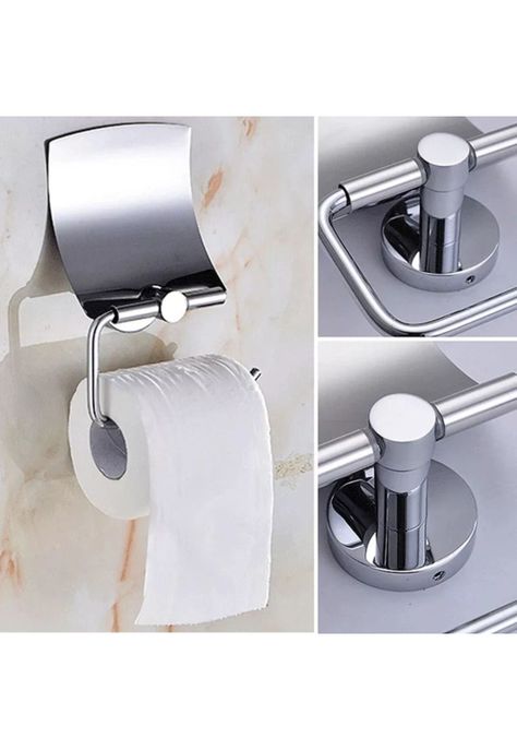 Soporte Papel Higiénico Baño Acero Inoxidable 12x14x7 CM Plateado-3