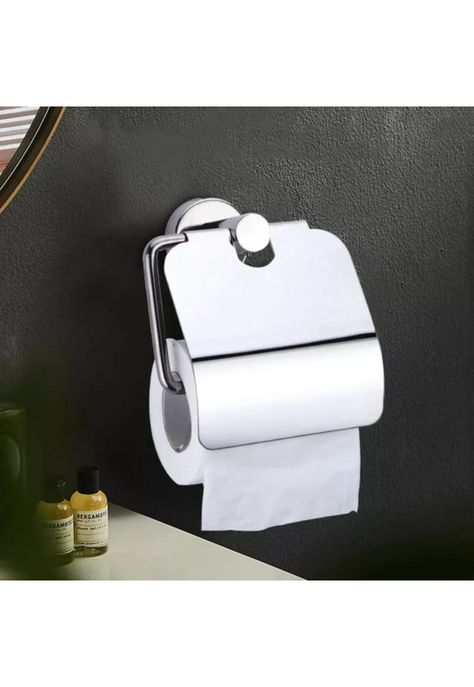 Soporte Papel Higiénico Baño Acero Inoxidable 12x14x7 CM Plateado-4