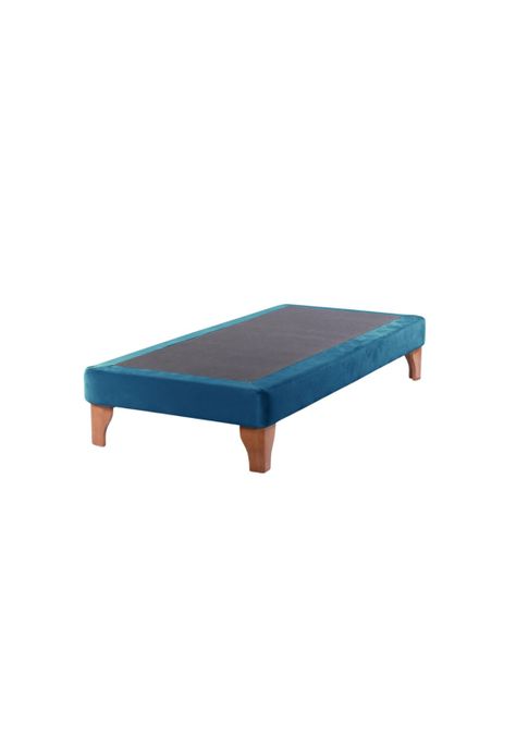 Base Elegante Cama Europea 1.5 Plaza 105x200 CM Azul Petróleo Lino-0