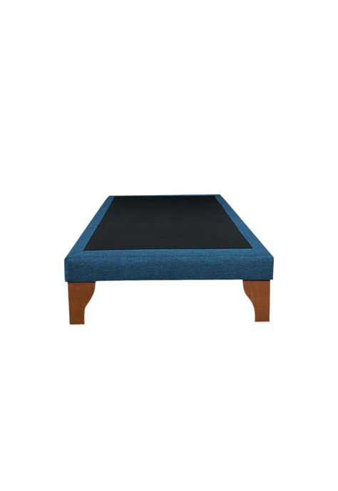 Base Elegante Cama Europea 1.5 Plaza 105x200 CM Azul Petróleo Lino-1