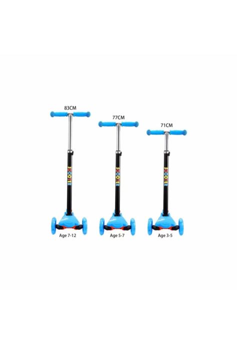 Scooter Monopatín 3 Ruedas LED Infantil Regulable Celeste-2